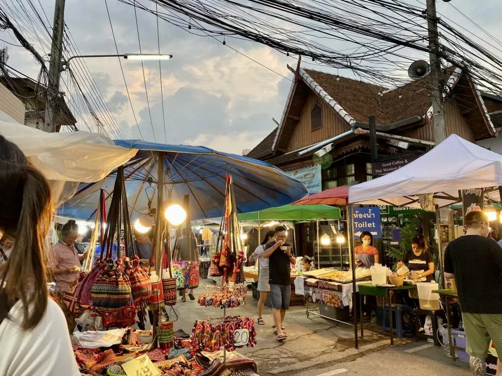 Market stands at the saturday night market in Chiang Mai